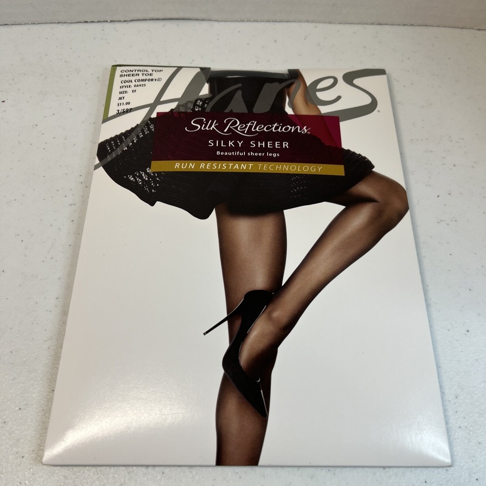 Hanes‎ Silk Reflections Silky Sheer Run Resistant  Control Top Size EF Color Jet